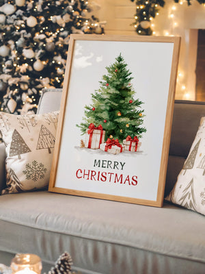 Weihnachtsbaum Geschenke Aquarell