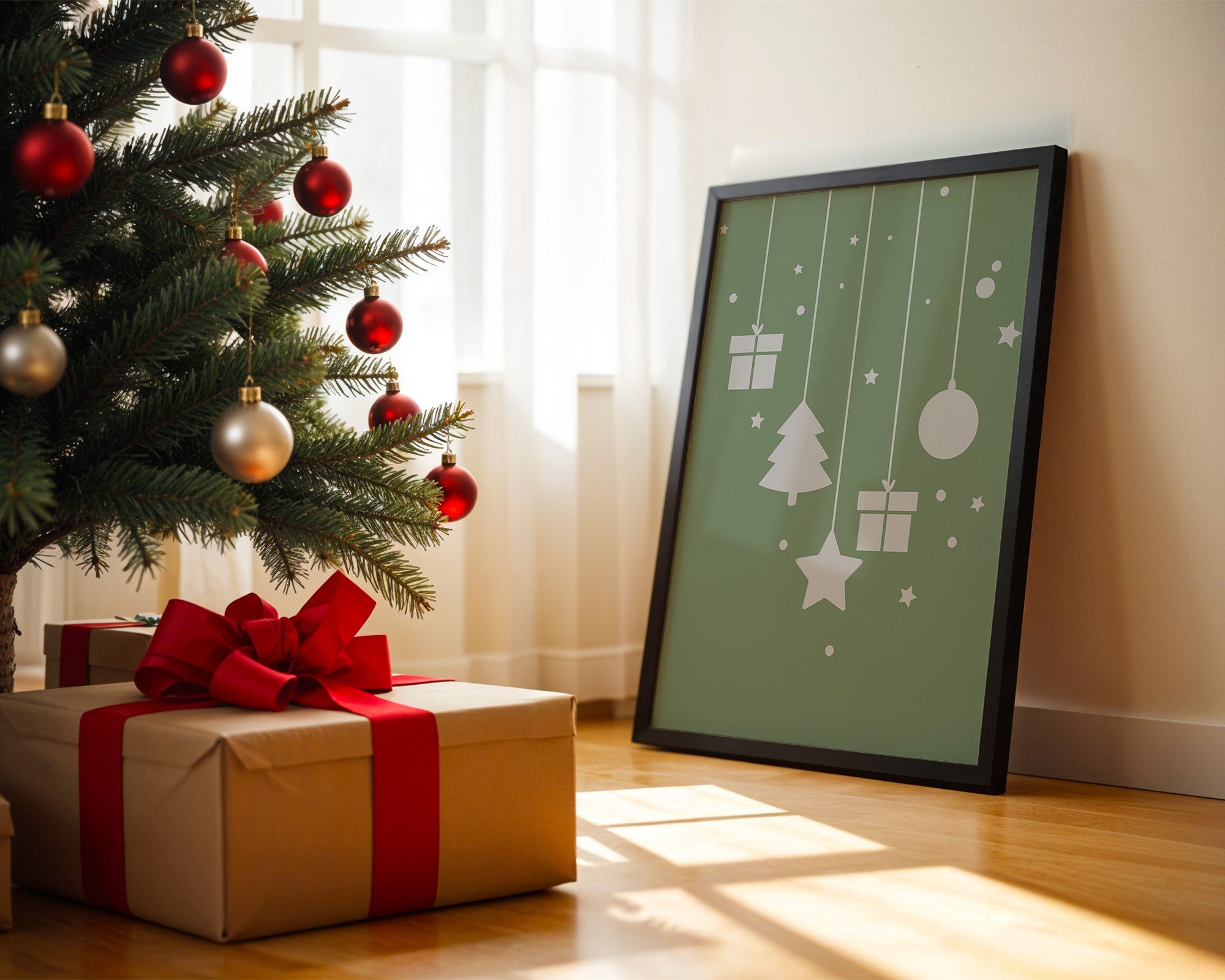 Weihnachtsbaum Geschenke stilisiert