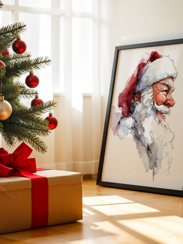 Weihnachtsmann Aquarell Profil