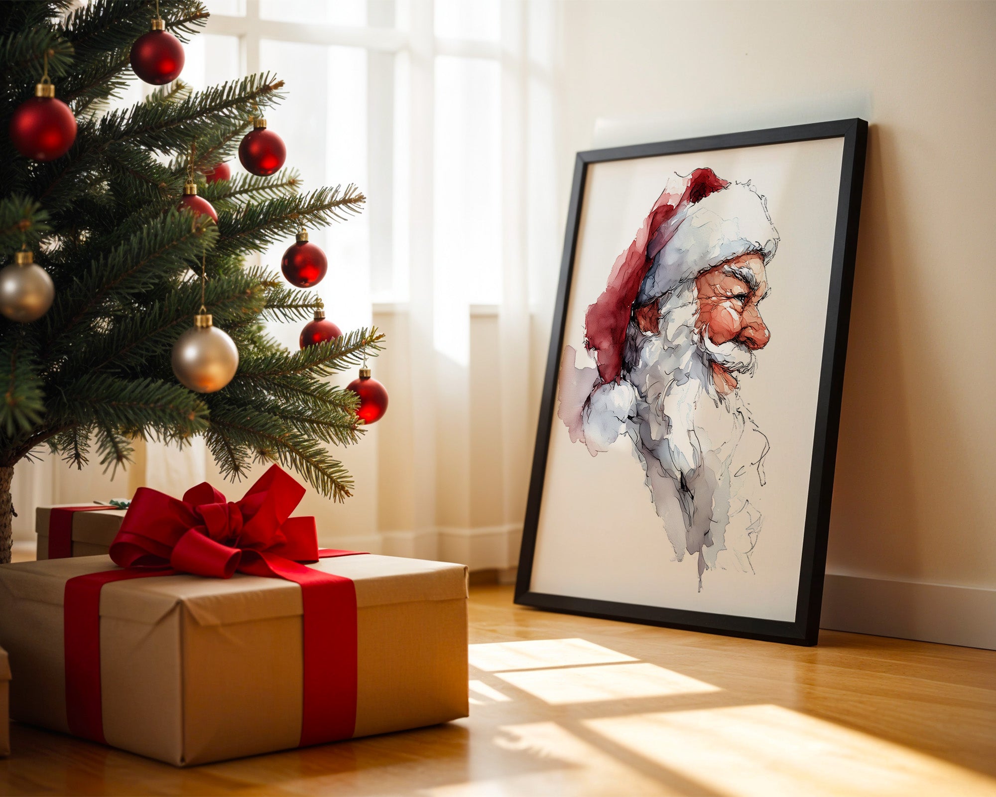 Weihnachtsmann Aquarell Profil