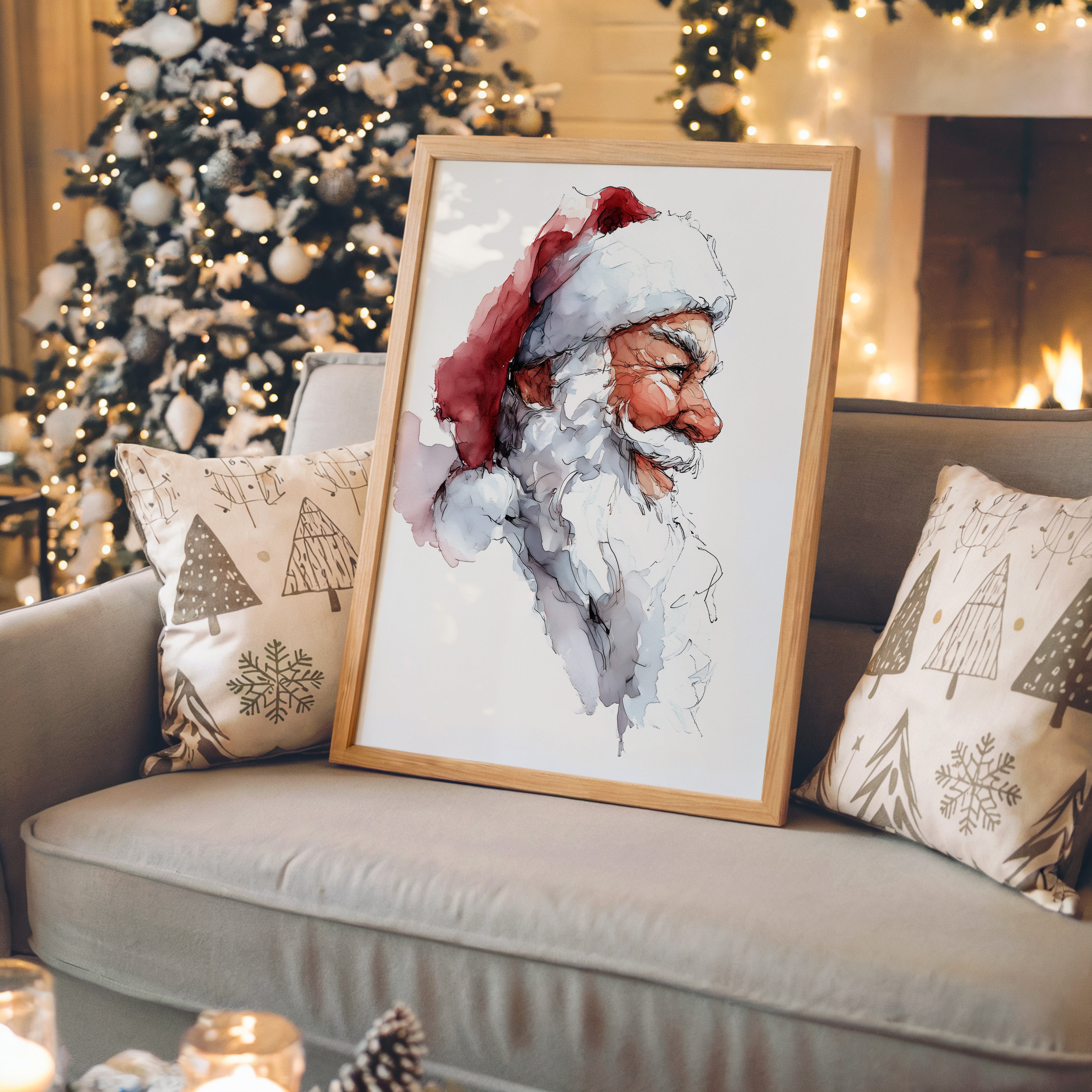 Weihnachtsmann Aquarell Profil