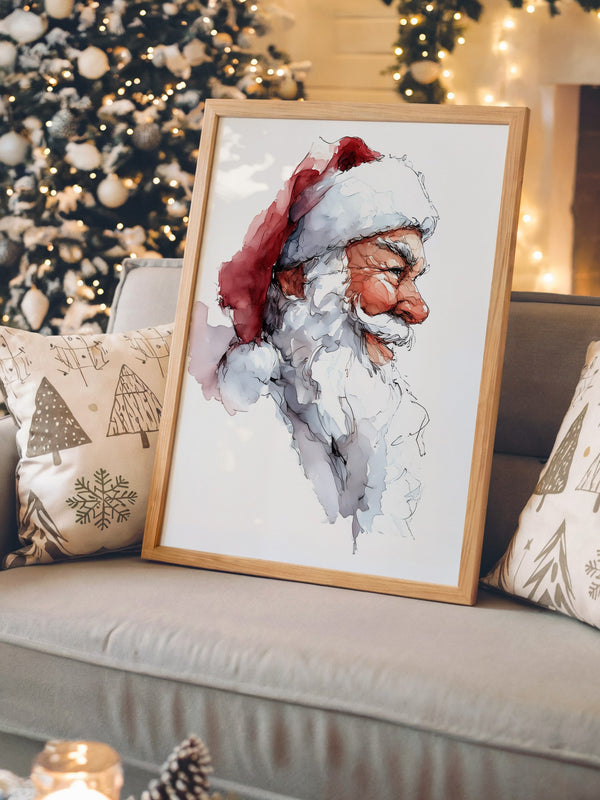 Weihnachtsmann Aquarell Profil