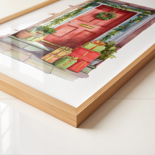 Weihnachtstür Aquarell Geschenke