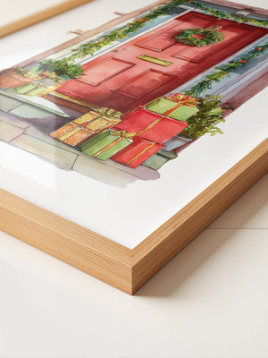 Weihnachtstür Aquarell Geschenke