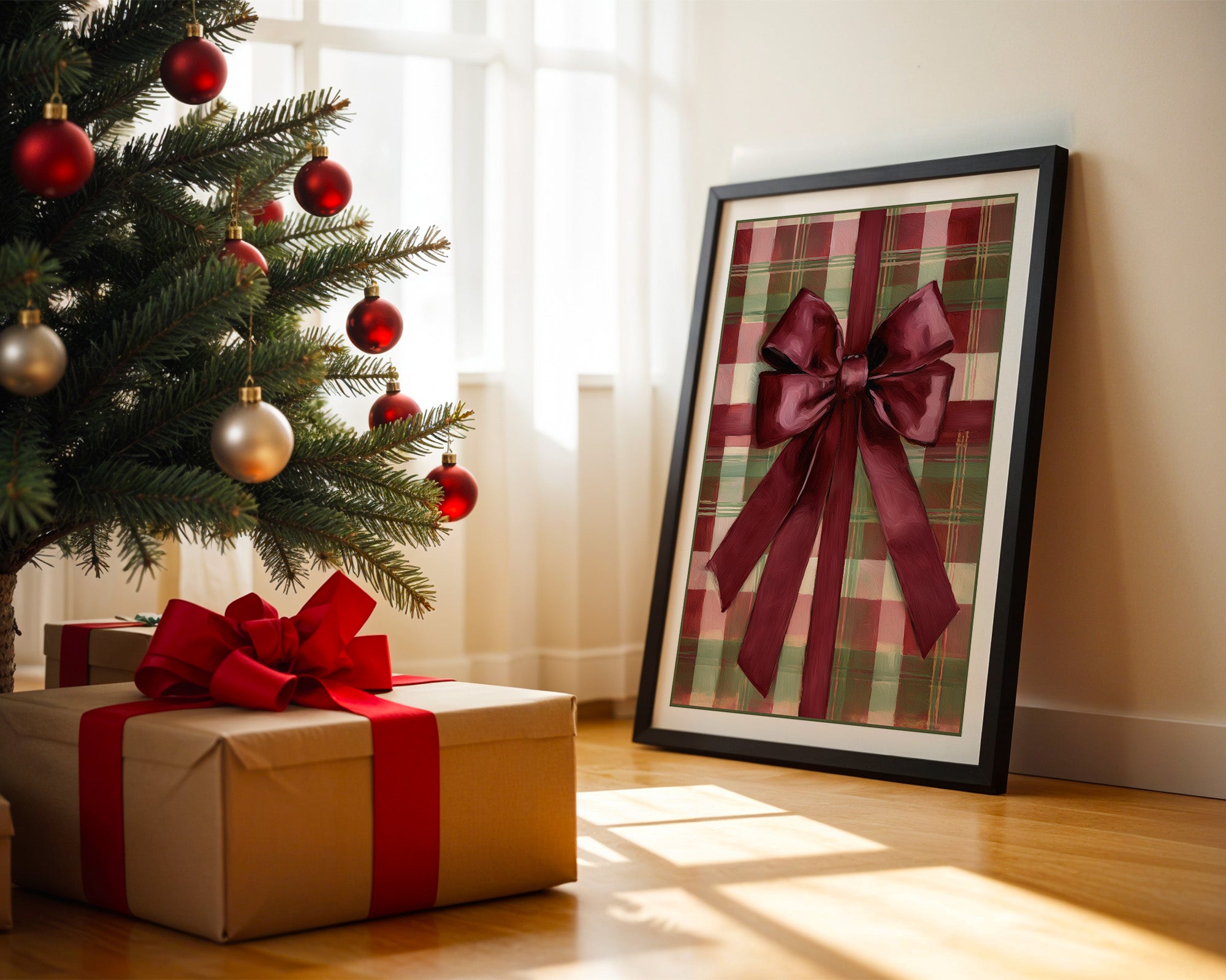 Geschenk Schleife Karomuster Retro