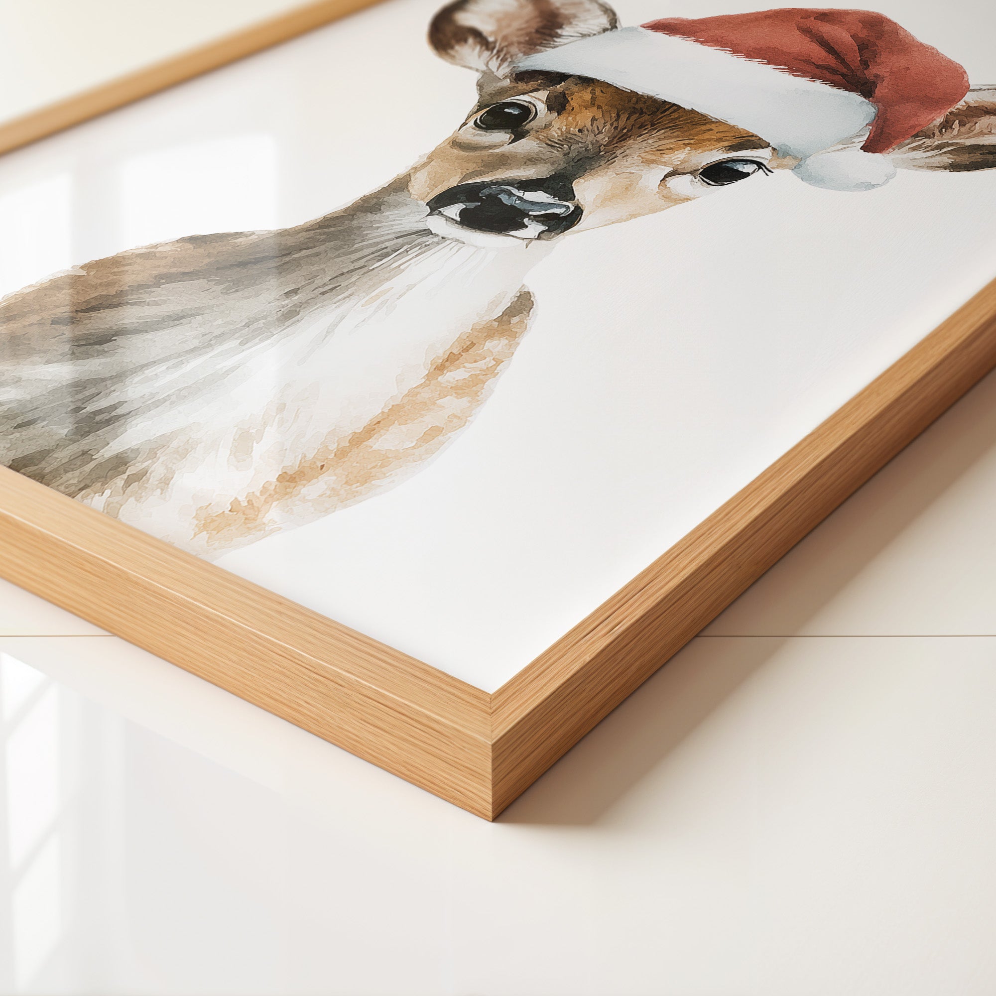 Rehkitz Weihnachtsmütze Aquarell