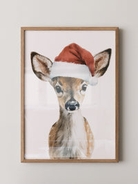 Rehkitz Weihnachtsmütze Aquarell