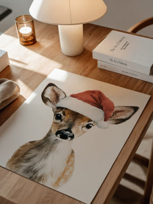 Rehkitz Weihnachtsmütze Aquarell