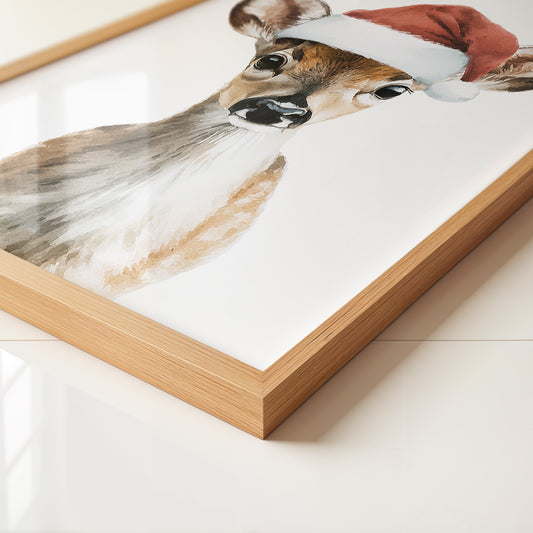 Rehkitz Weihnachtsmütze Aquarell