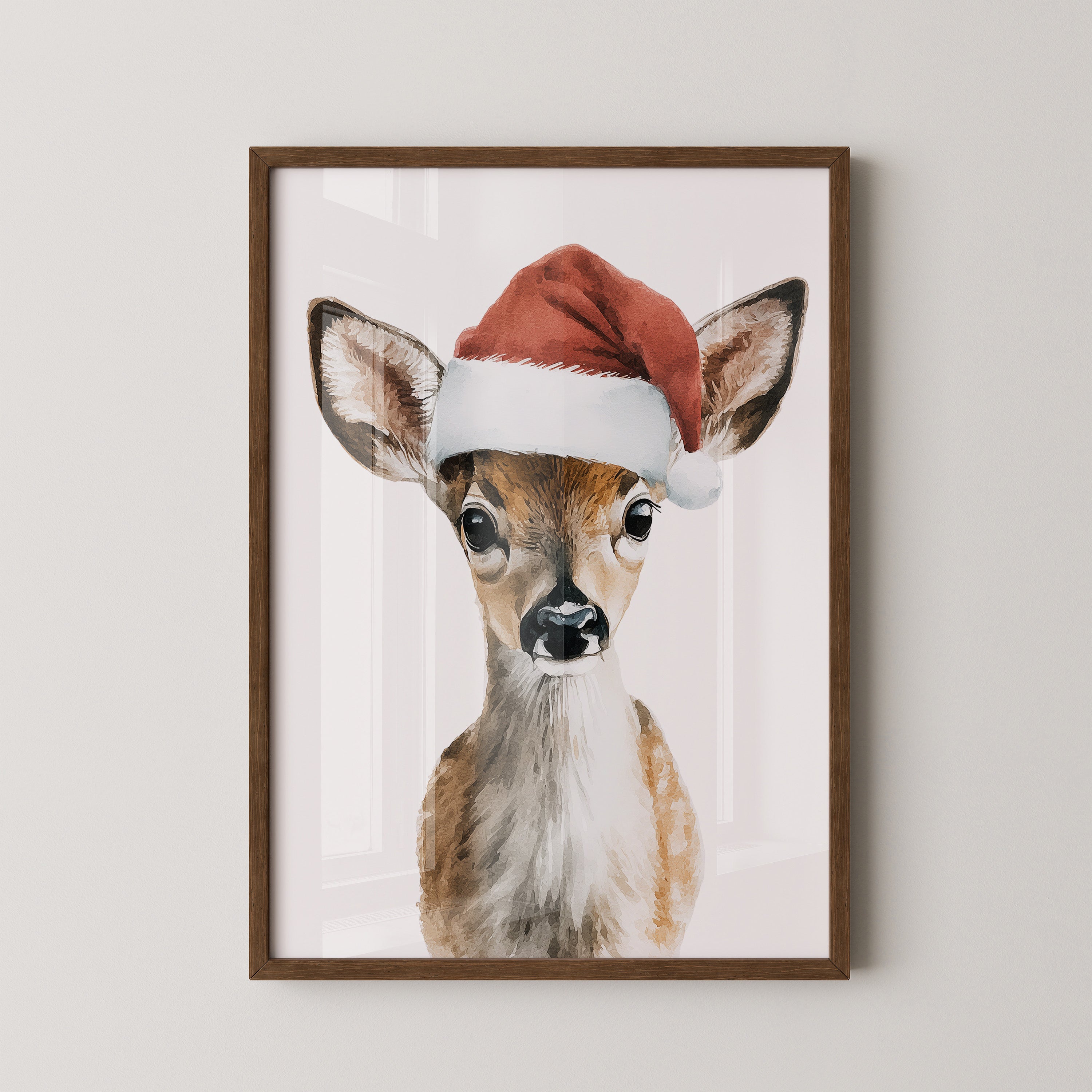 Rehkitz Weihnachtsmütze Aquarell