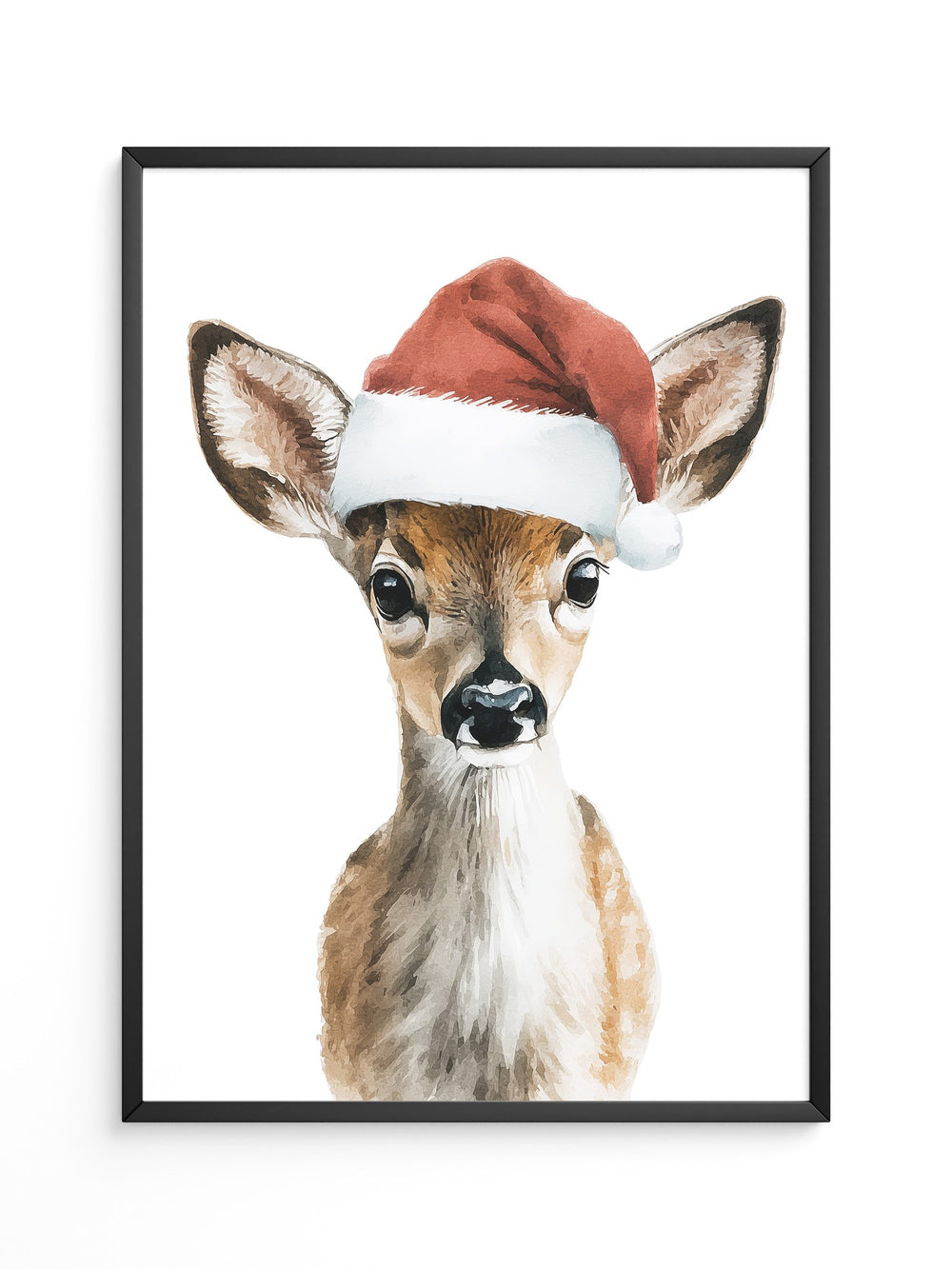 Rehkitz Weihnachtsmütze Aquarell