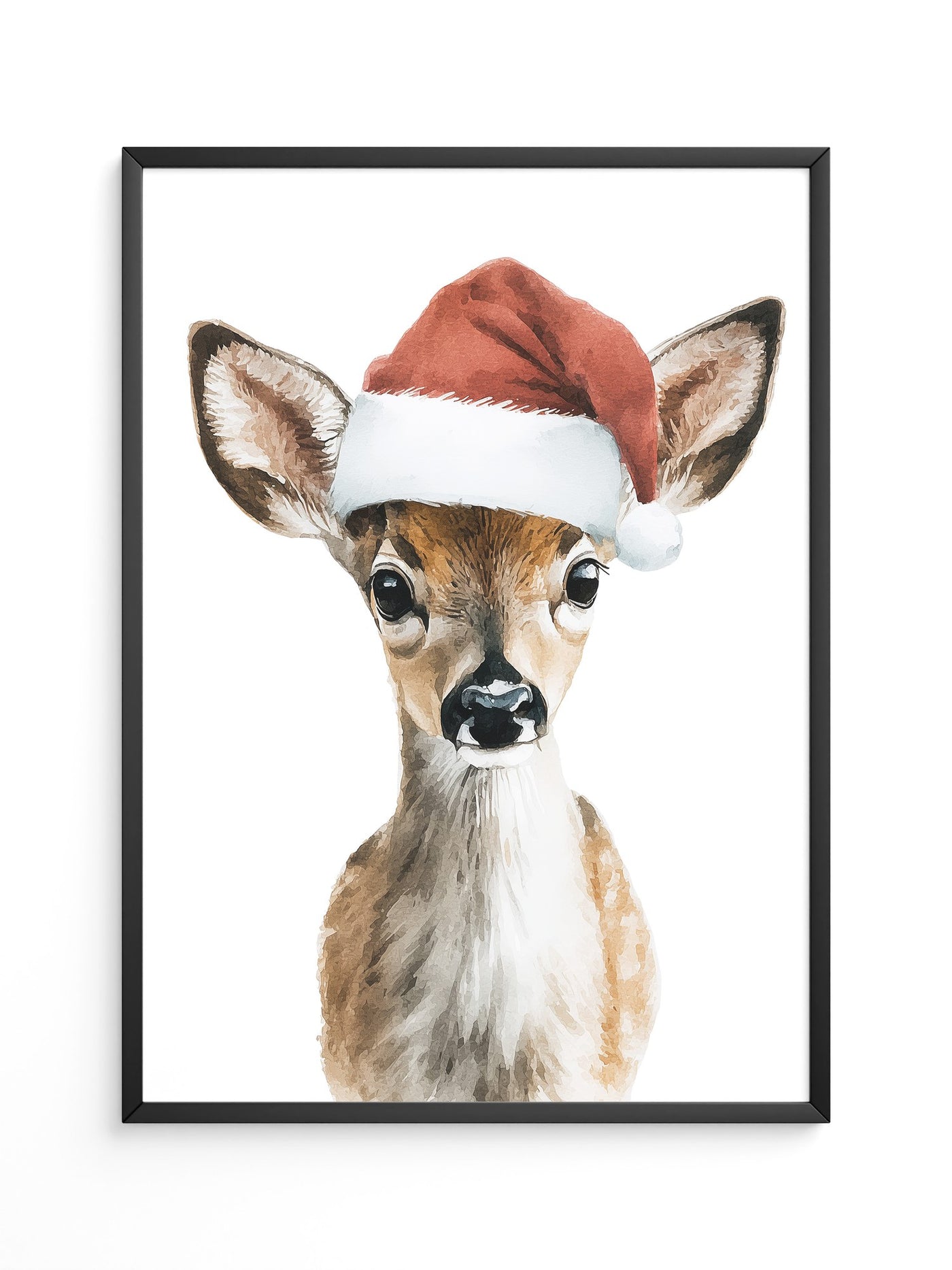 Rehkitz Weihnachtsmütze Aquarell