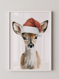 Rehkitz Weihnachtsmütze Aquarell