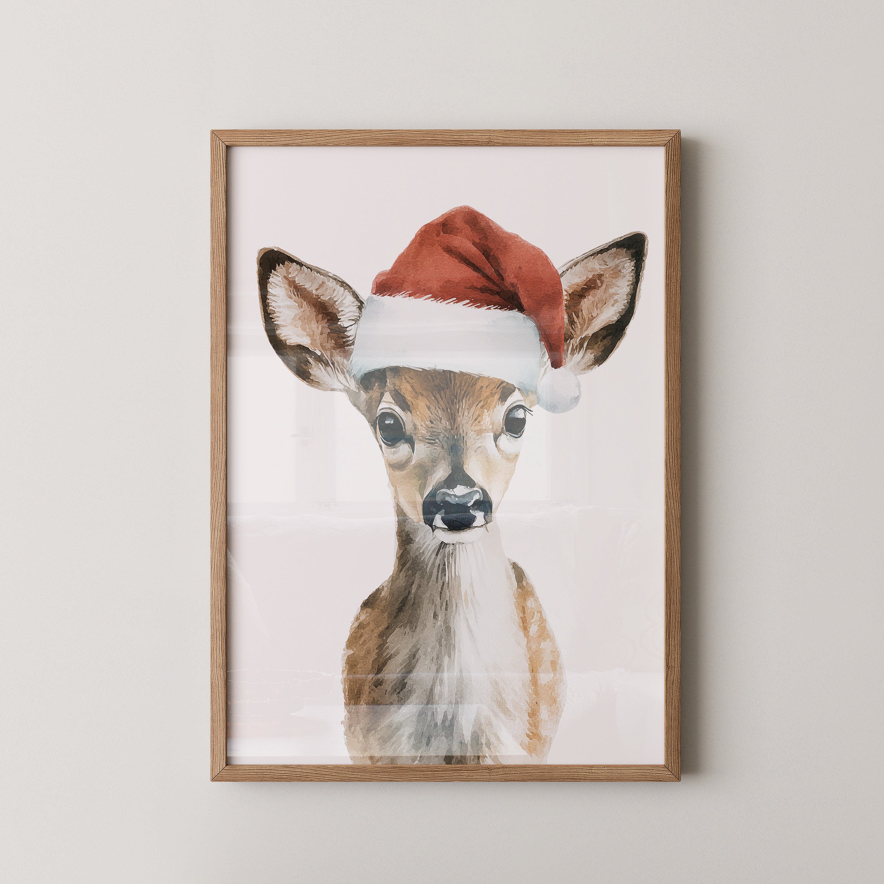 Rehkitz Weihnachtsmütze Aquarell