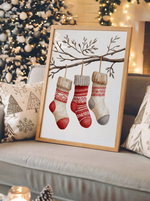 Weihnachtssocken Ast Aquarell