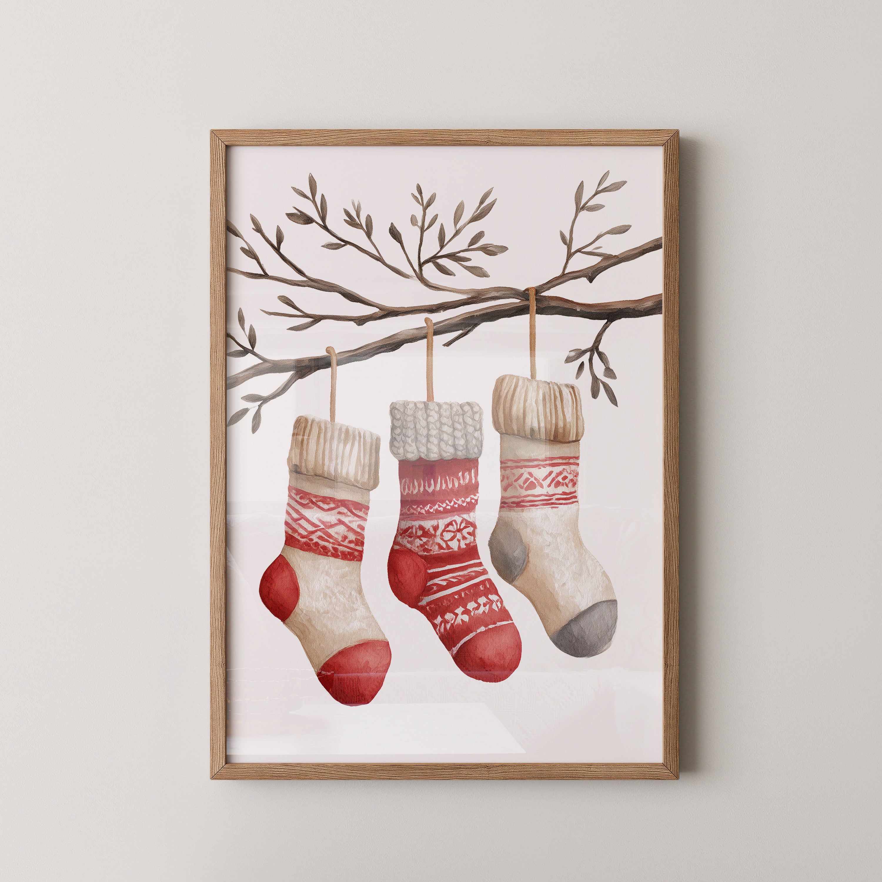 Weihnachtssocken Ast Aquarell