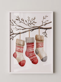 Weihnachtssocken Ast Aquarell