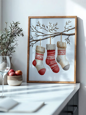Weihnachtssocken Ast Aquarell