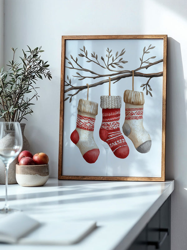 Weihnachtssocken Ast Aquarell