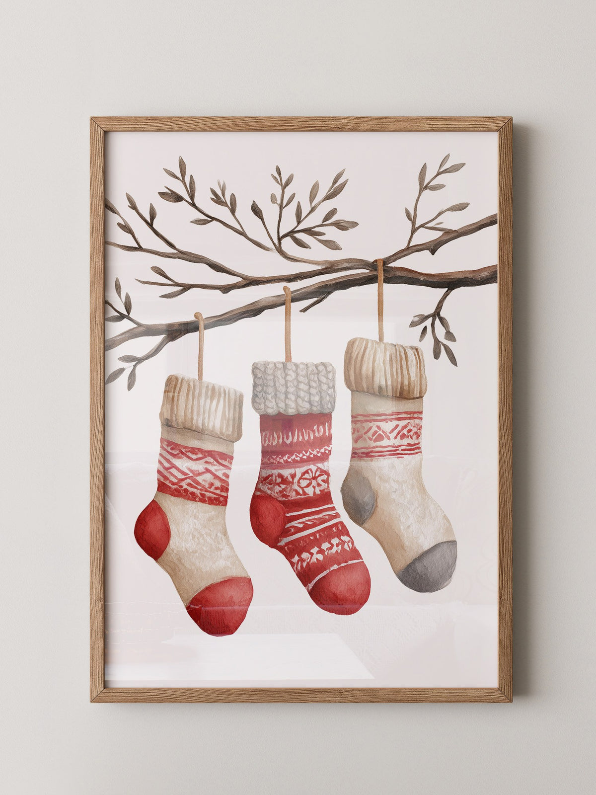 Weihnachtssocken Ast Aquarell