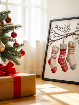 Weihnachtssocken Ast Aquarell