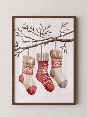 Weihnachtssocken Ast Aquarell