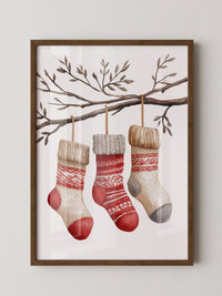 Weihnachtssocken Ast Aquarell