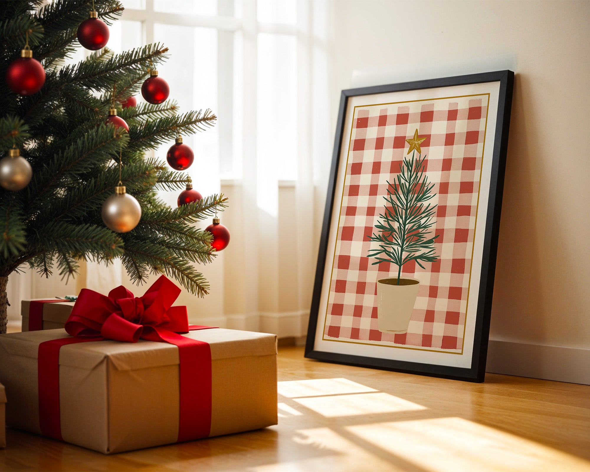 Mini-Tannenbaum Rot-Weiß Karo