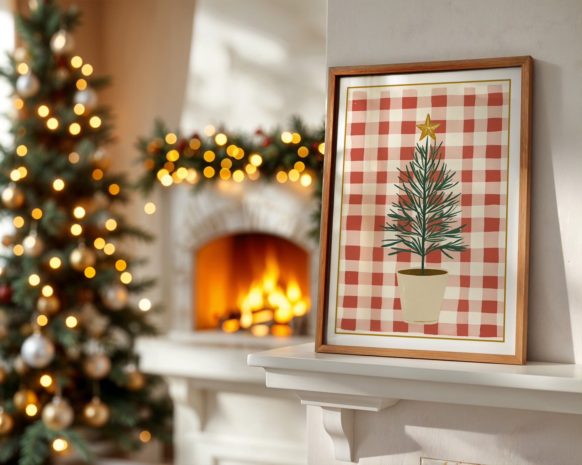 Mini-Tannenbaum Rot-Weiß Karo