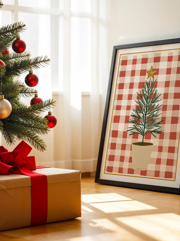 Mini-Tannenbaum Rot-Weiß Karo