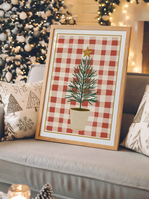 Mini-Tannenbaum Rot-Weiß Karo