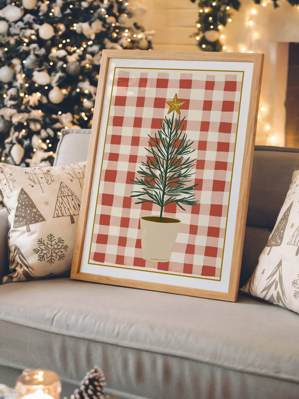 Mini-Tannenbaum Rot-Weiß Karo
