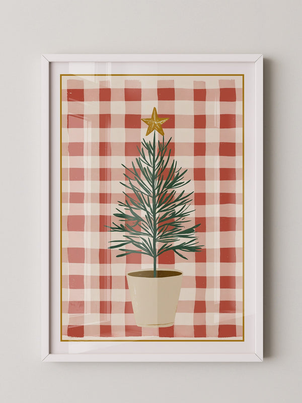 Mini-Tannenbaum Rot-Weiß Karo