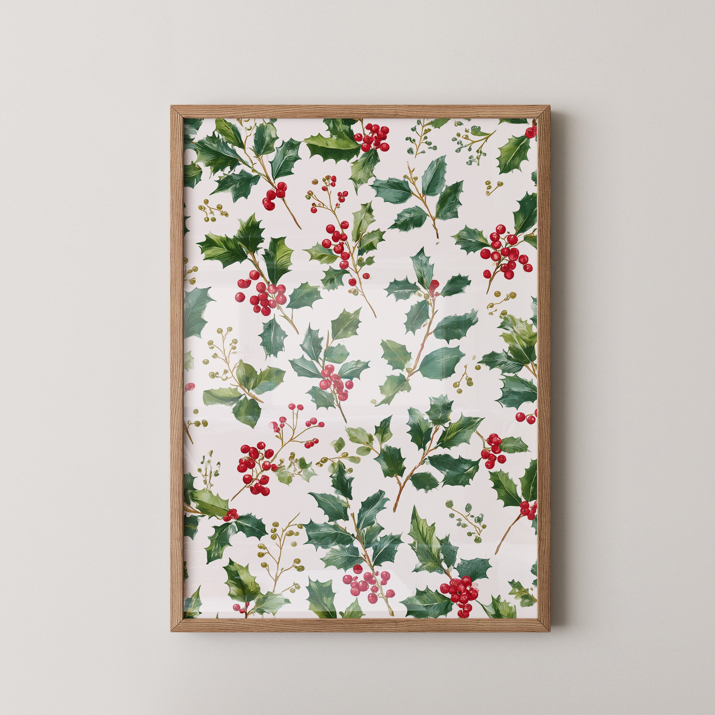 Ilexzweige Rote Beeren Aquarell