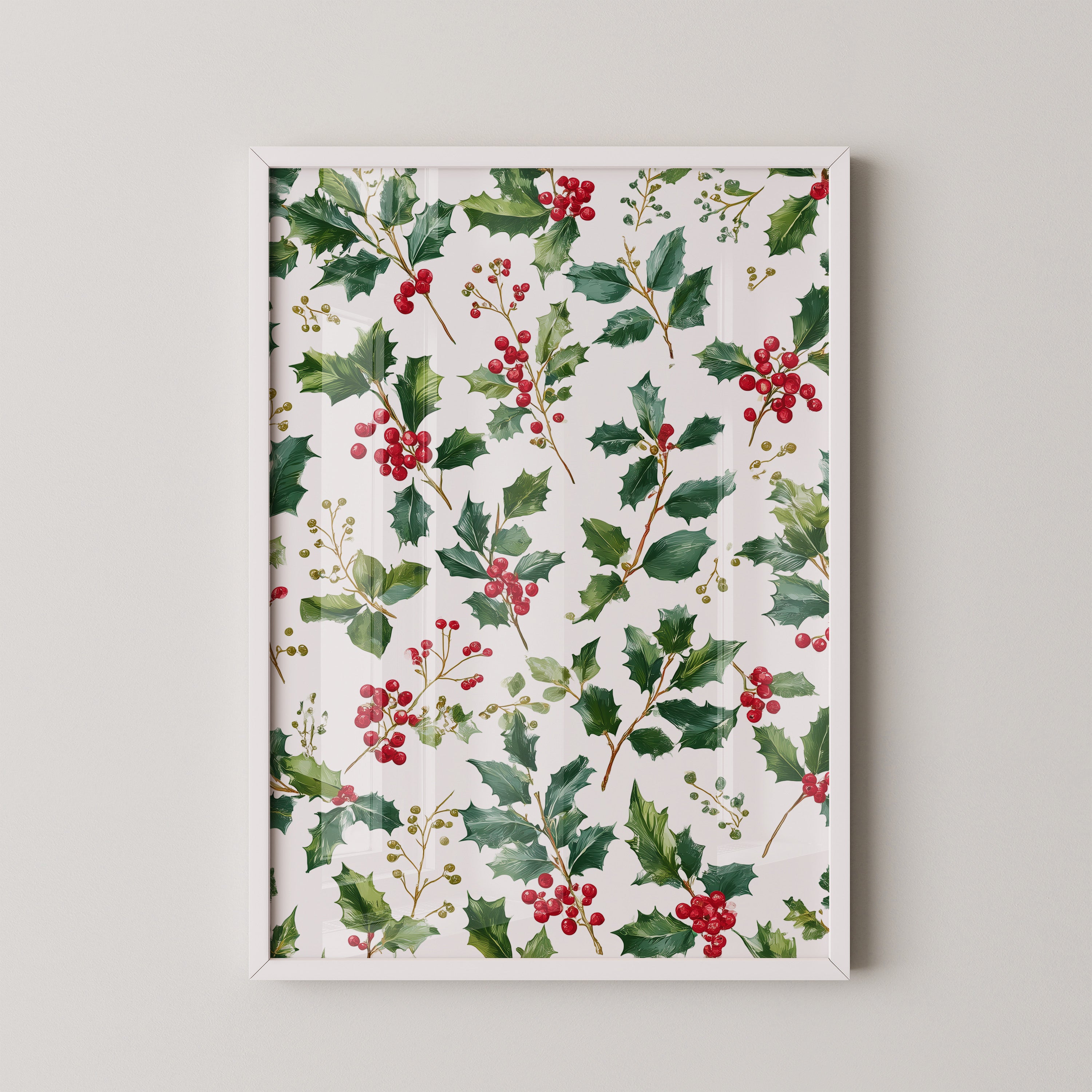 Ilexzweige Rote Beeren Aquarell