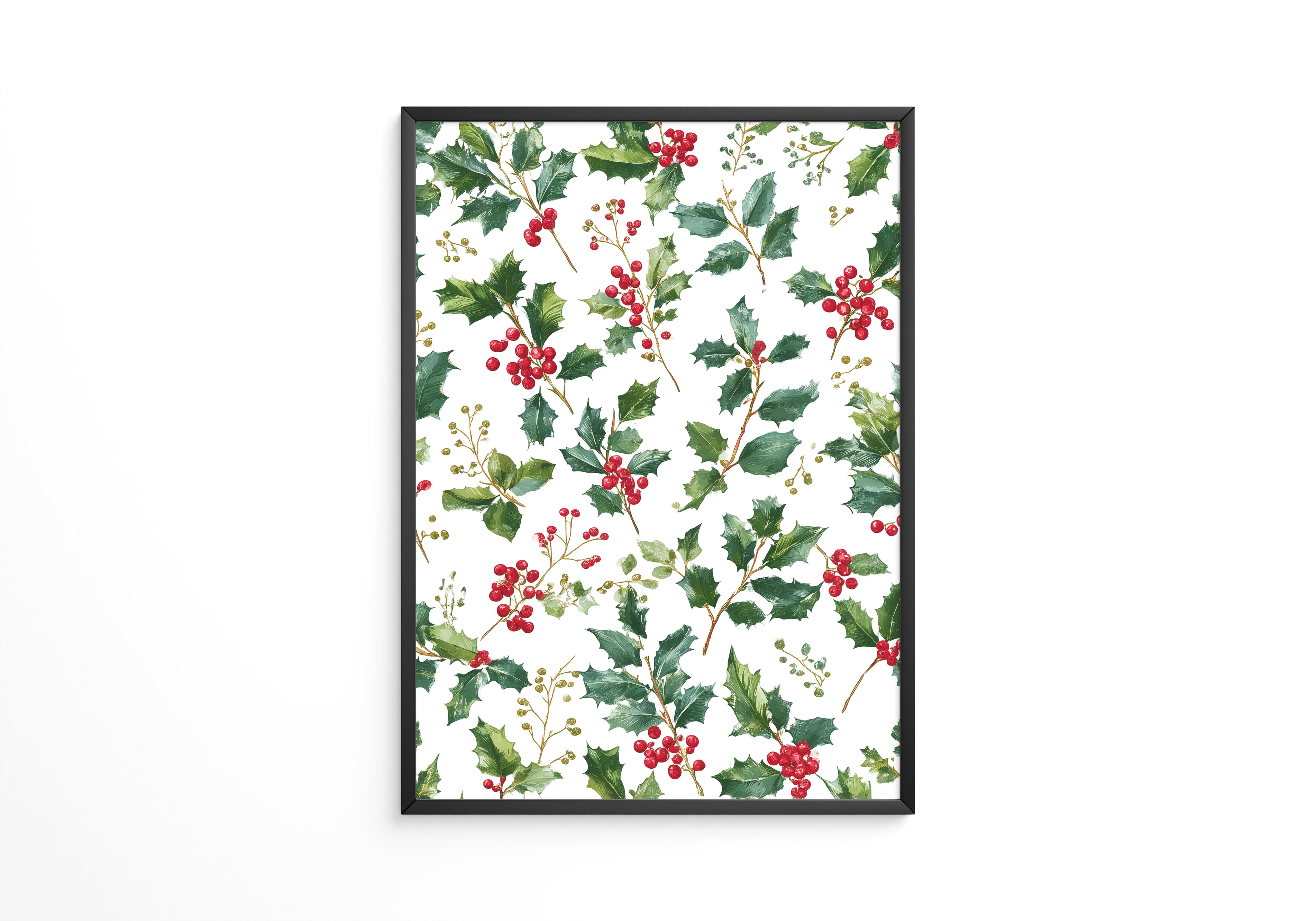 Ilexzweige Rote Beeren Aquarell