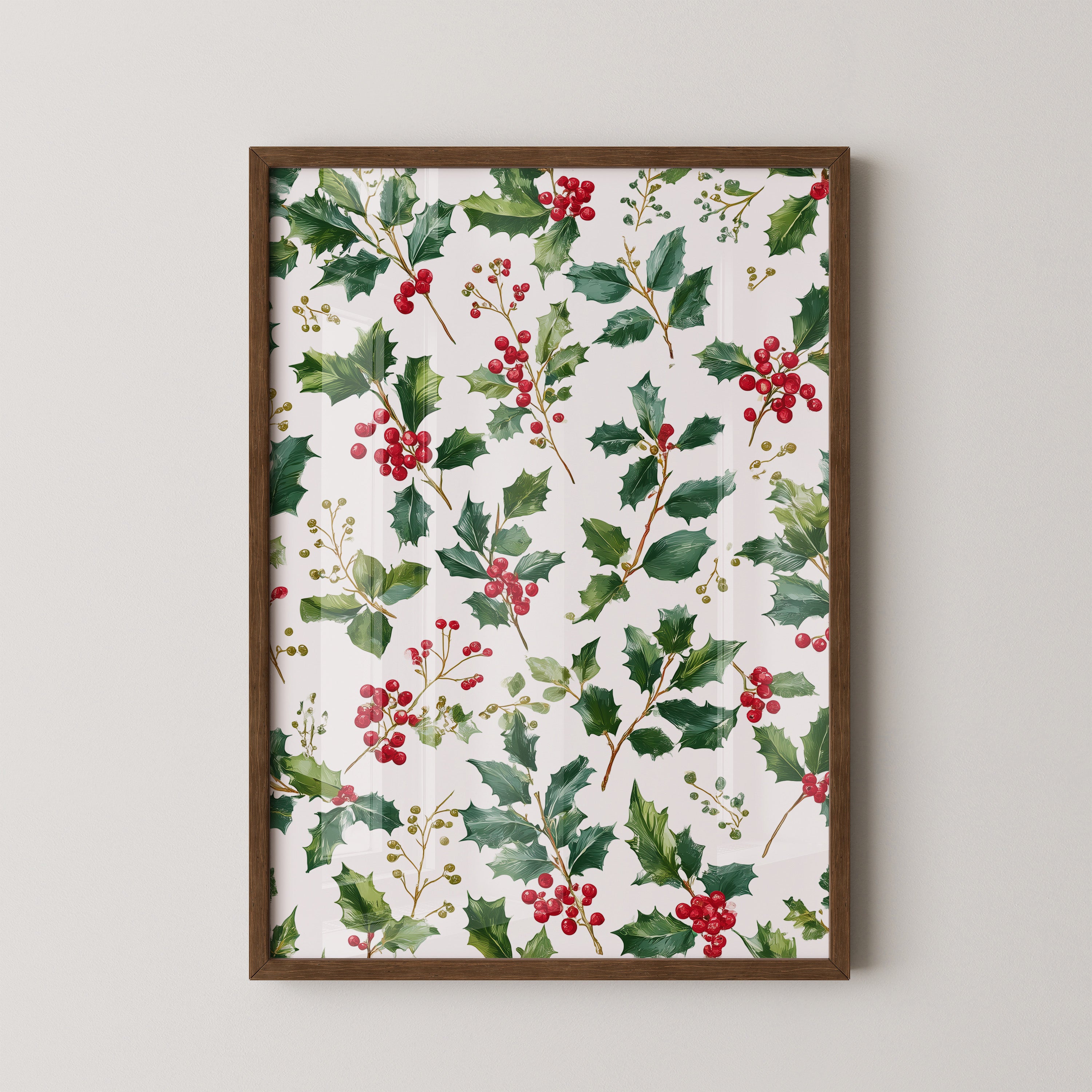 Ilexzweige Rote Beeren Aquarell