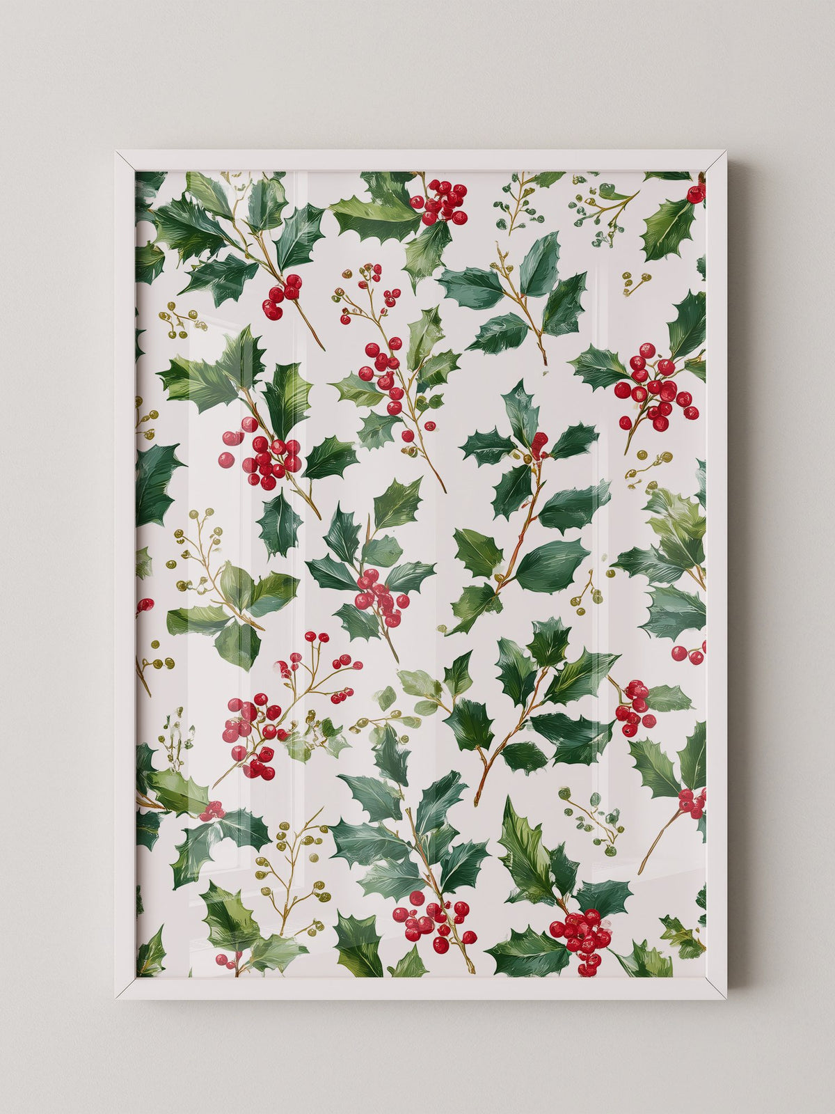 Ilexzweige Rote Beeren Aquarell