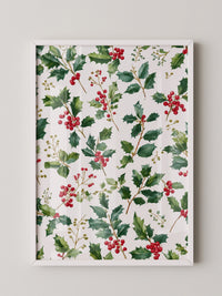 Ilexzweige Rote Beeren Aquarell
