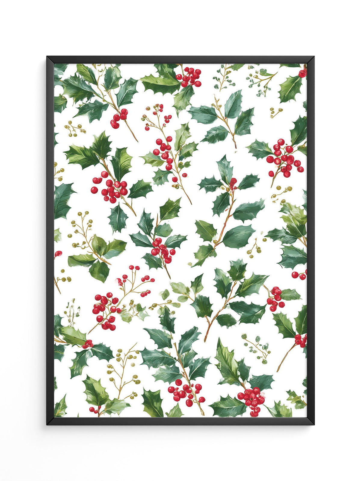 Ilexzweige Rote Beeren Aquarell