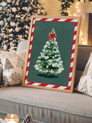 Weihnachtsbaum Aquarell Rot-Schleife