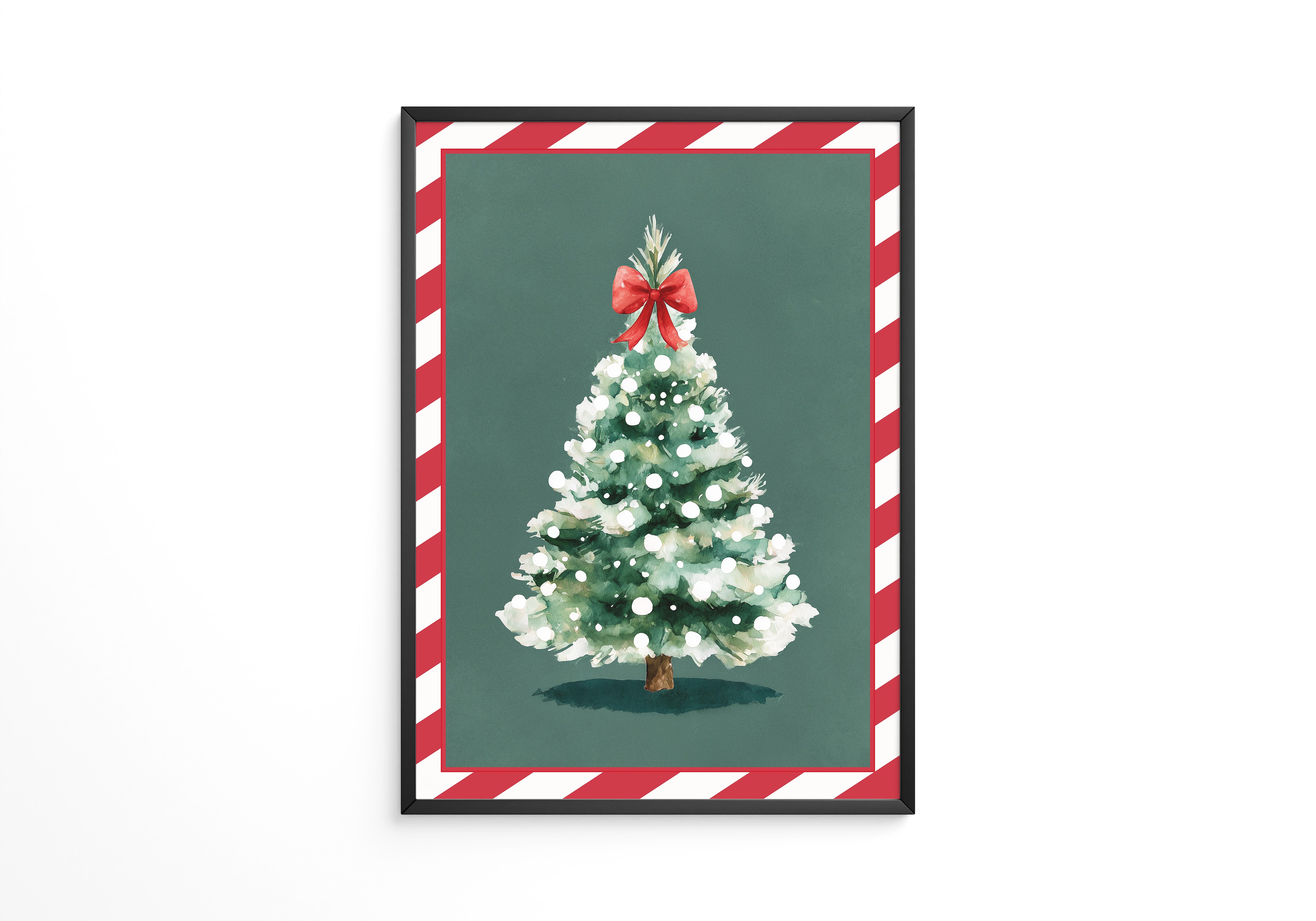 Weihnachtsbaum Aquarell Rot-Schleife