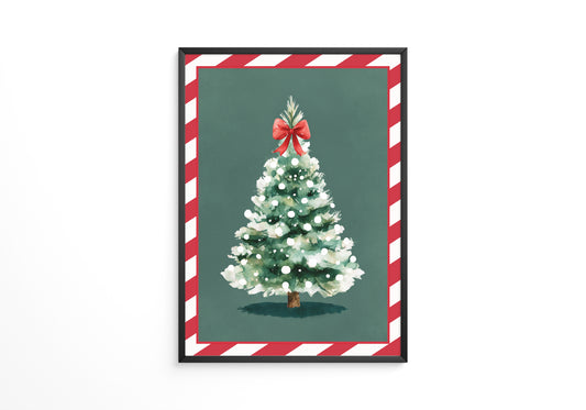 Weihnachtsbaum Aquarell Rot-Schleife