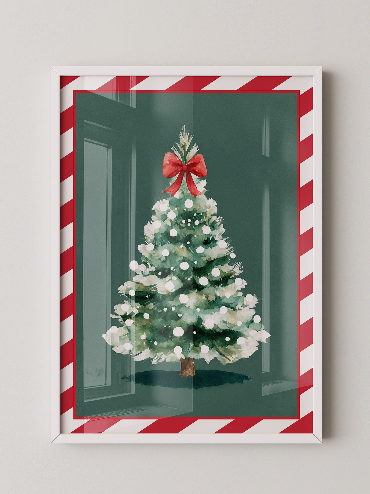 Weihnachtsbaum Aquarell Rot-Schleife