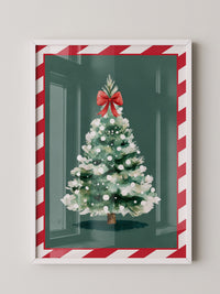 Weihnachtsbaum Aquarell Rot-Schleife