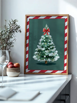 Weihnachtsbaum Aquarell Rot-Schleife