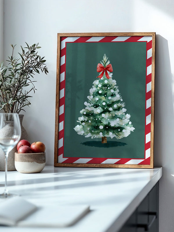 Weihnachtsbaum Aquarell Rot-Schleife
