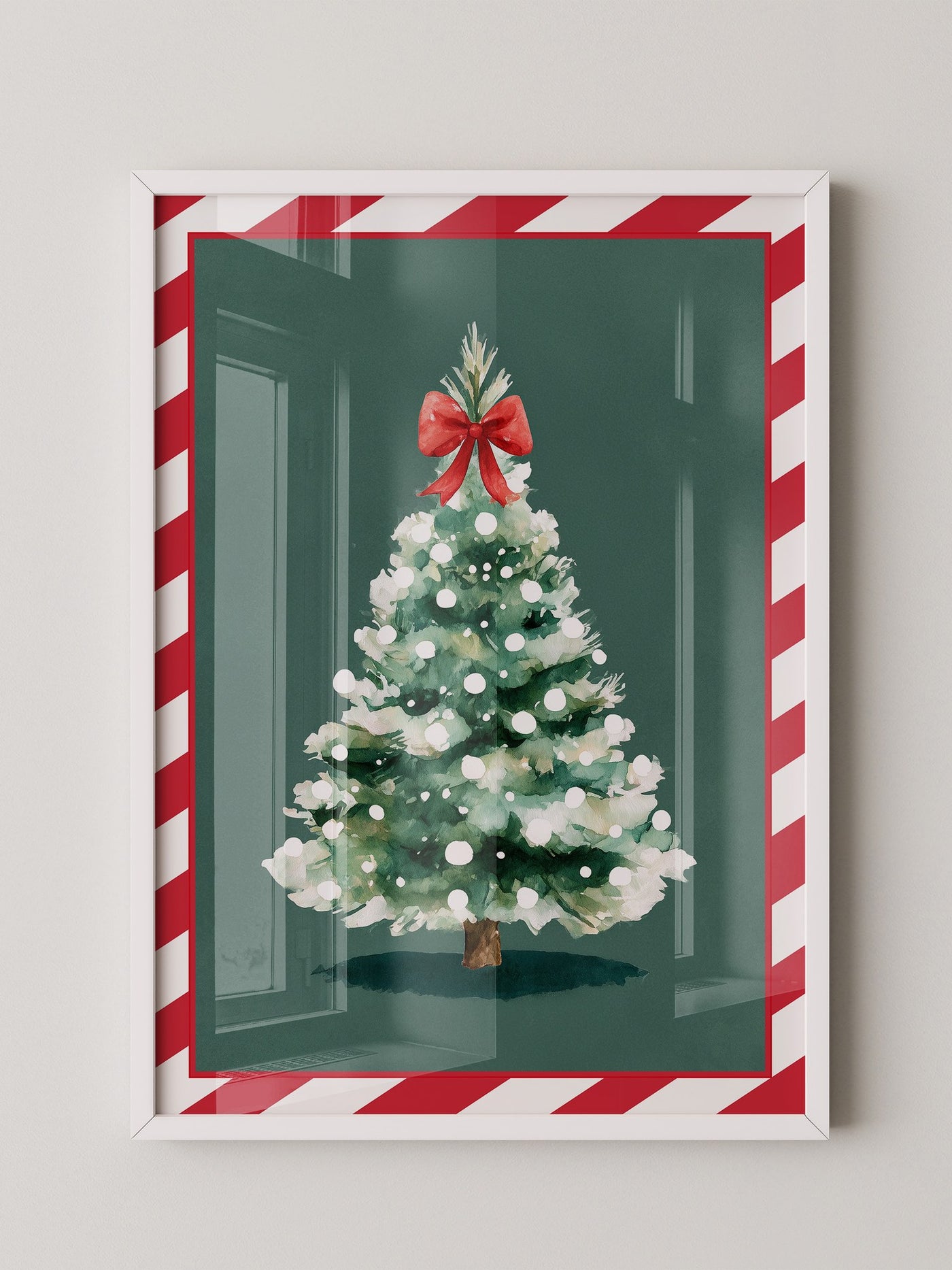 Weihnachtsbaum Aquarell Rot-Schleife