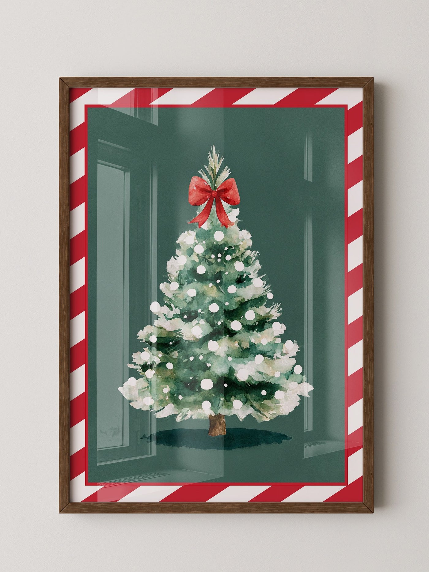 Weihnachtsbaum Aquarell Rot-Schleife