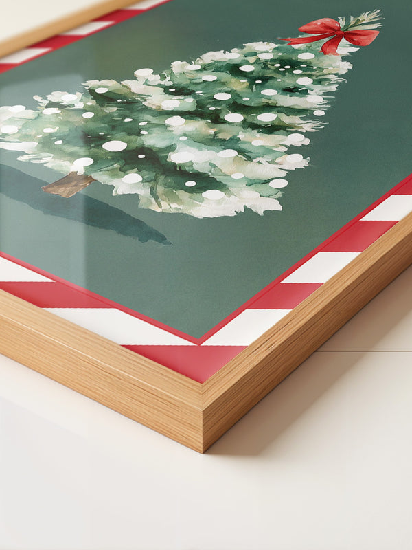 Weihnachtsbaum Aquarell Rot-Schleife